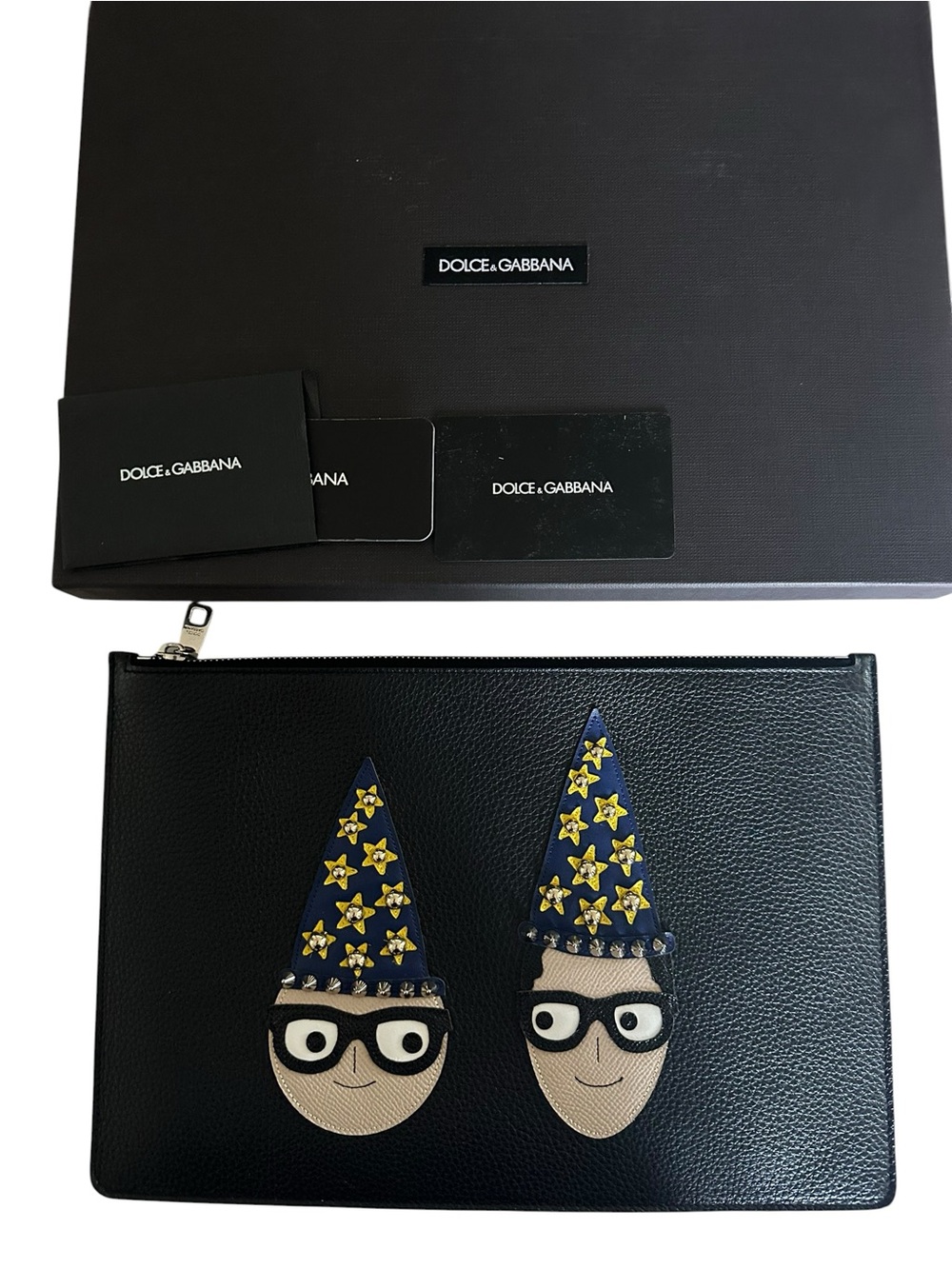 Dolce & Gabbana #DGFAMILY Wizard Leather Clutch Pouch NWT Full Set Retail $1000